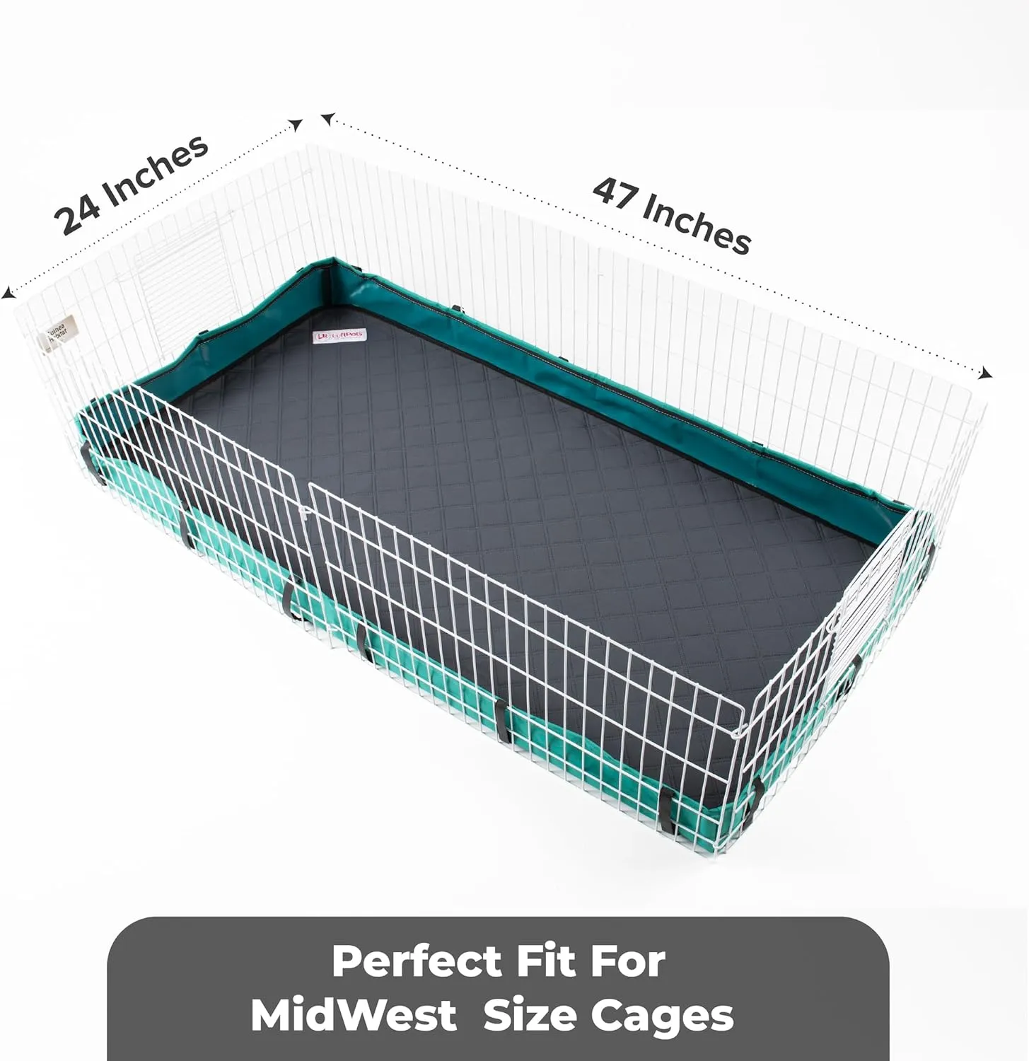 Washable Rabbit & Guinea Pig Cage Liners for Midwest, 24"x47", 2 PCS, Easy to Clean Unlike Fleece, Absorbent & Waterproof Guinea Pig Bedding and Non-Slip Pee Pads & Rabbit Floor Mats