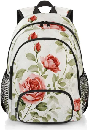 Watercolor Floral Flower Carry on Travel Backpack for Women Men Water resistant Lightweight Rucksack Backpack for Weekender Casual Work Hiking Floral Print