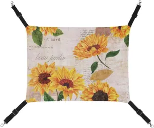 Watercolor Sunflower Cat Hanging Hammock Soft Breathable Pet Cage Dog Hammock with Adjustable Straps and Metal Hooks