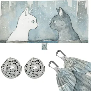 Watercolor Two Cats Profile Outdoor Hammocks with Portabl Carry Bag Indoor Hammock for Outside Patio Backyard Poolside