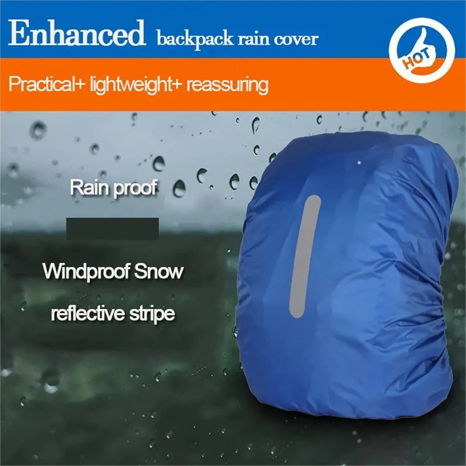 Waterproof Backpack Rain Cover Waterproof Backpack Cover Rain Cover Night Safety Light Raincover for Hiking Camping for Hiking，Camping(Black,M(30-40L))