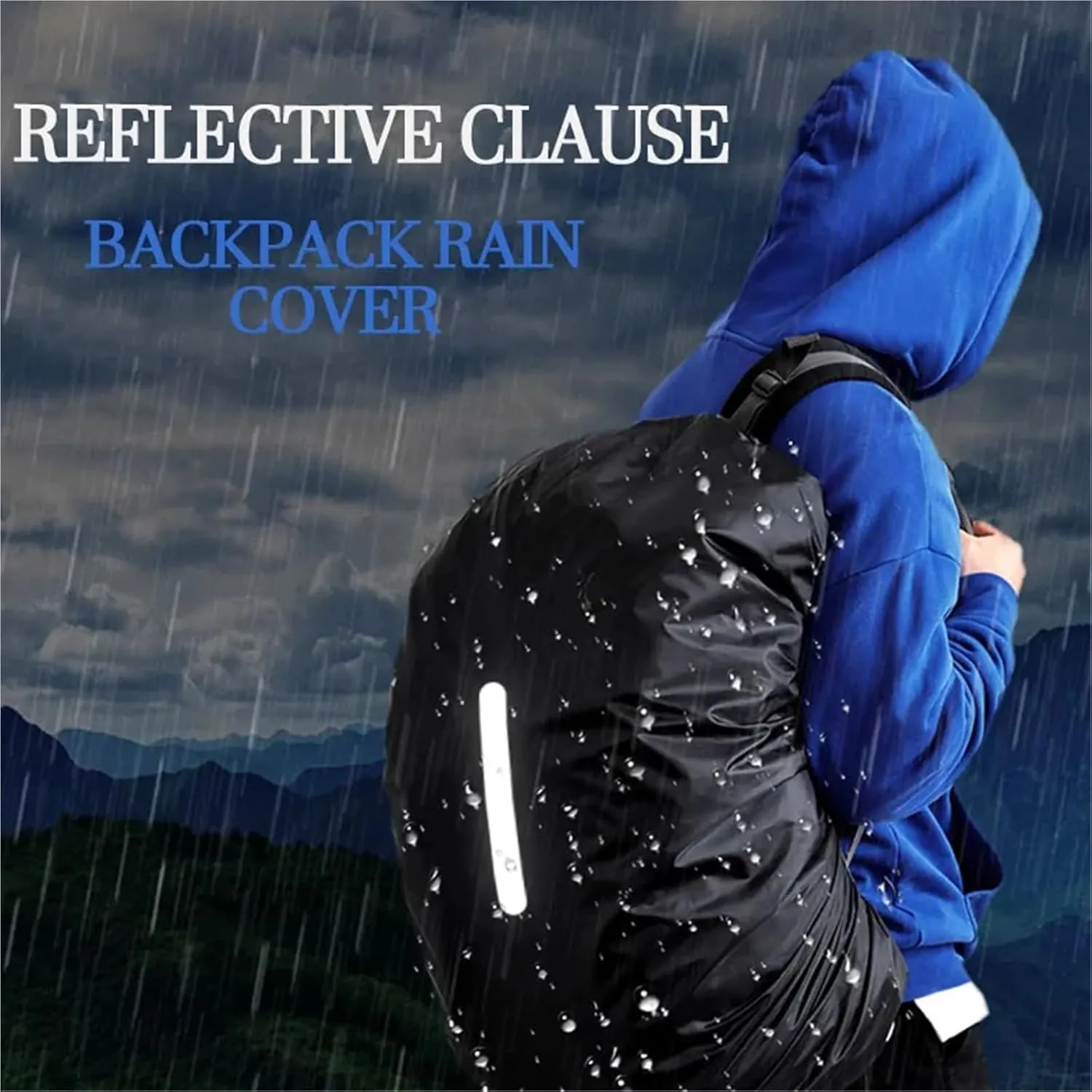 Waterproof Backpack Rain Cover Waterproof Backpack Cover Rain Cover Night Safety Light Raincover for Hiking Camping for Hiking，Camping(Black,M(30-40L))