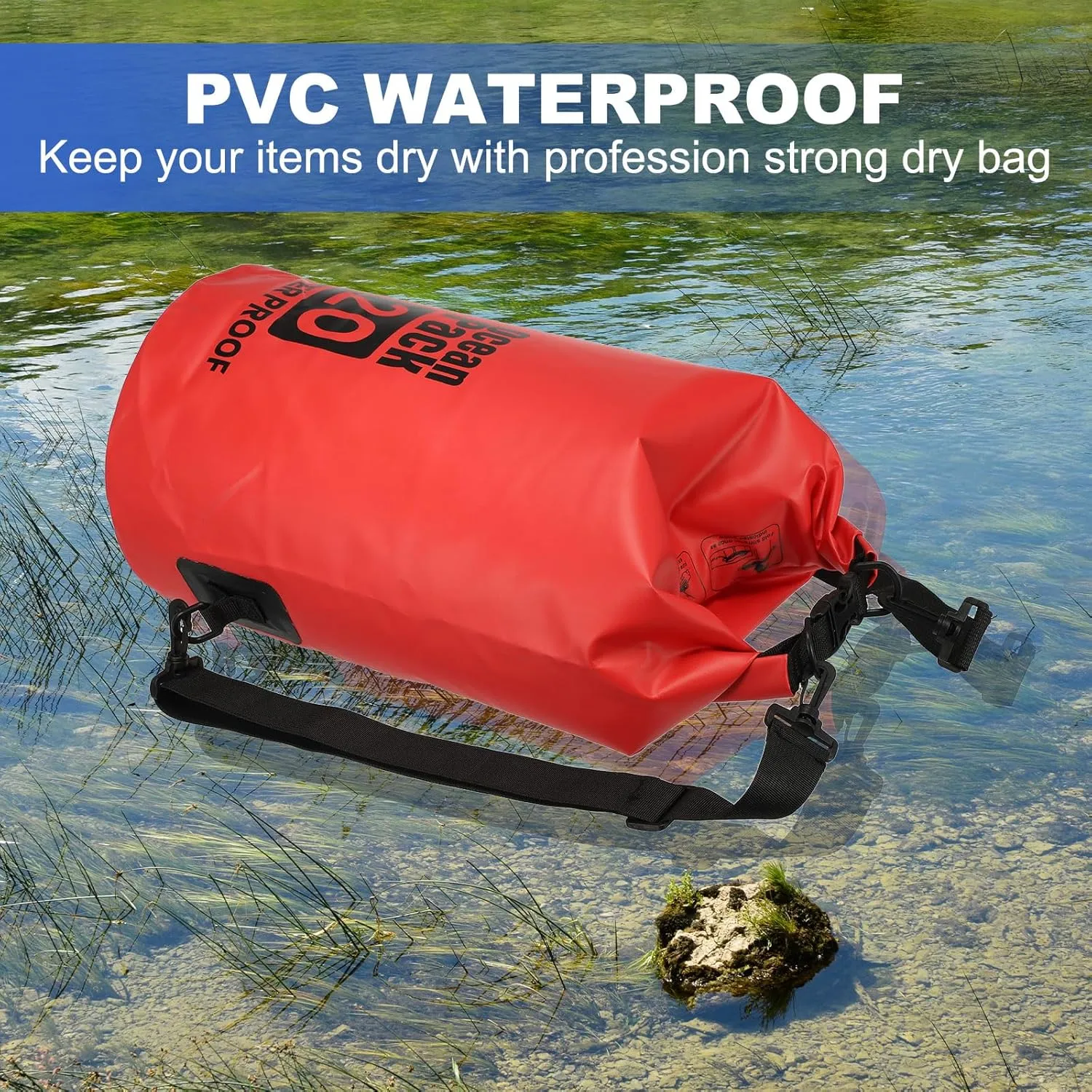 Waterproof Dry Bag, 5L Fit for Women Men Water Proof Bags Lightweight Dry Storage Floating Backpack with Whistle for Travel Backpacking Boating Kayaking Camping (Gray)