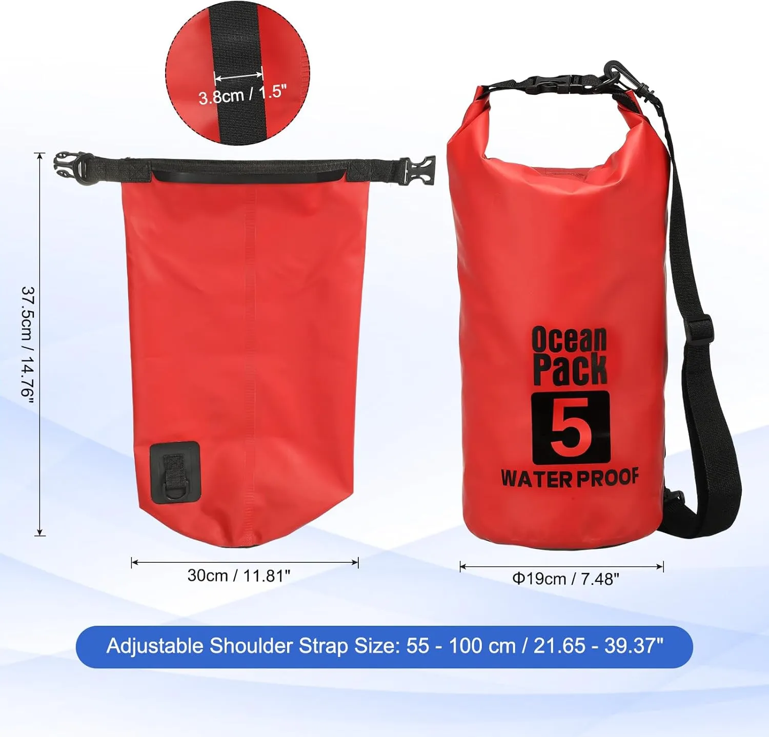 Waterproof Dry Bag, 5L Fit for Women Men Water Proof Bags Lightweight Dry Storage Floating Backpack with Whistle for Travel Backpacking Boating Kayaking Camping (Red)