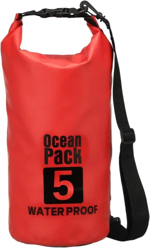 Waterproof Dry Bag, 5L Fit for Women Men Water Proof Bags Lightweight Dry Storage Floating Backpack with Whistle for Travel Backpacking Boating Kayaking Camping (Red)
