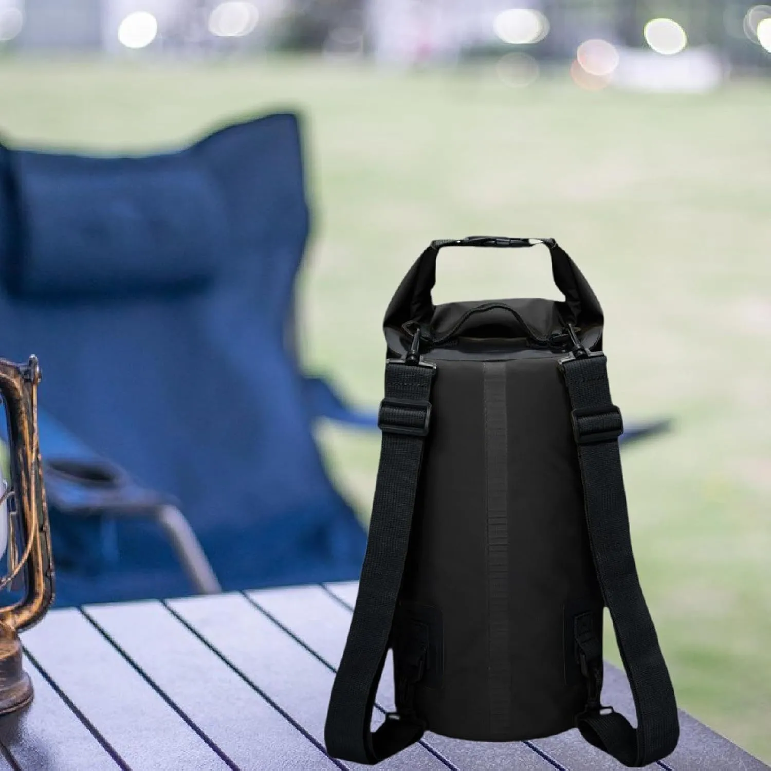 Waterproof Dry Bag Backpack with Shoulder Strap 20L Roll Top Airtight Waterproof Storage Bag for Backpacking Beach Rafting, Black