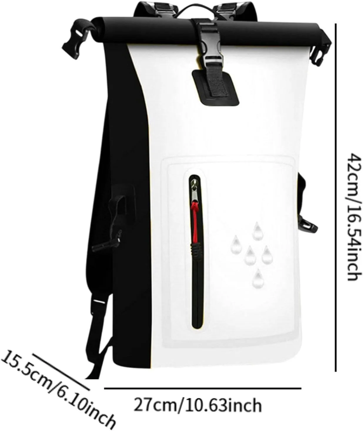 Waterproof Dry Bag Kayak Float Bag 25L Wear Resistant Waterproof Backpack Dry Sack for Outdoor Camping Boating Surfing Ski, White