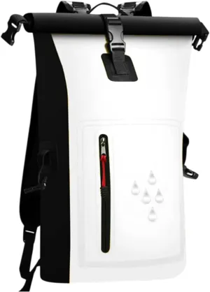 Waterproof Dry Bag Kayak Float Bag 25L Wear Resistant Waterproof Backpack Dry Sack for Outdoor Camping Boating Surfing Ski, White