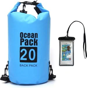 Waterproof Dry Bag with Phone Case, 2L/5L/10L/15L/20L/30L, Floating and Lightweight Bags for Kayaking, Rafting, Boating, Swimming, Camping, Hiking, Beach, Fishing