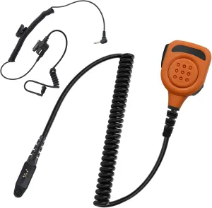 Waterproof Radio Speaker Mic Walkie Talkie Shoulder Handheld Microphone with PTT for Ailunce HD1 HAG1 Retevis RT29 RT47 RT47V RT48 RT83 RT82 RT87 NR30 EX500 GP328plus Orange (328plus-02)