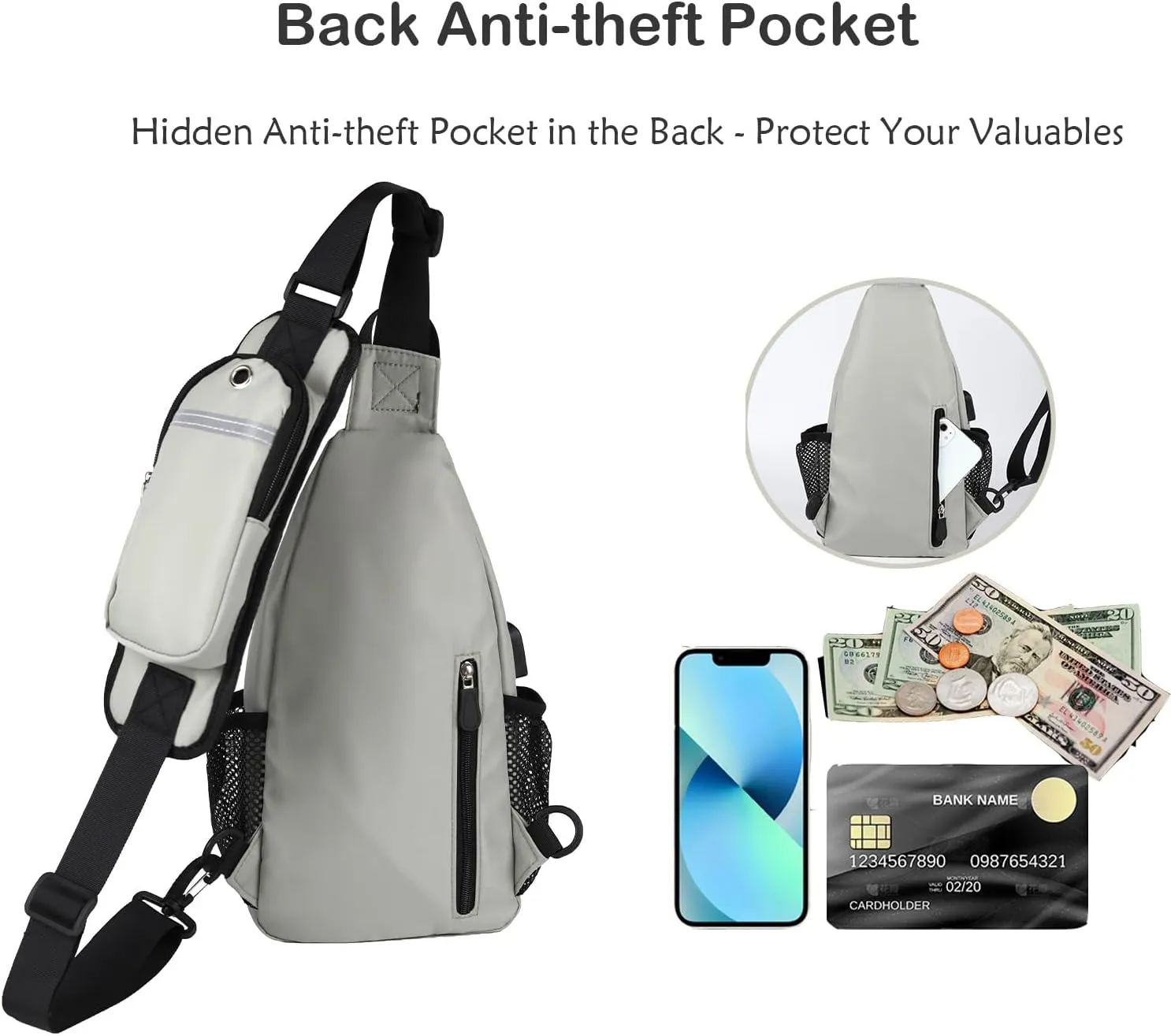 Waterproof Sling Backpack Crossbody Sling Bag for Women Men, Multipurpose Travel Hiking Adjustable Chest Bag Casual Daypack
