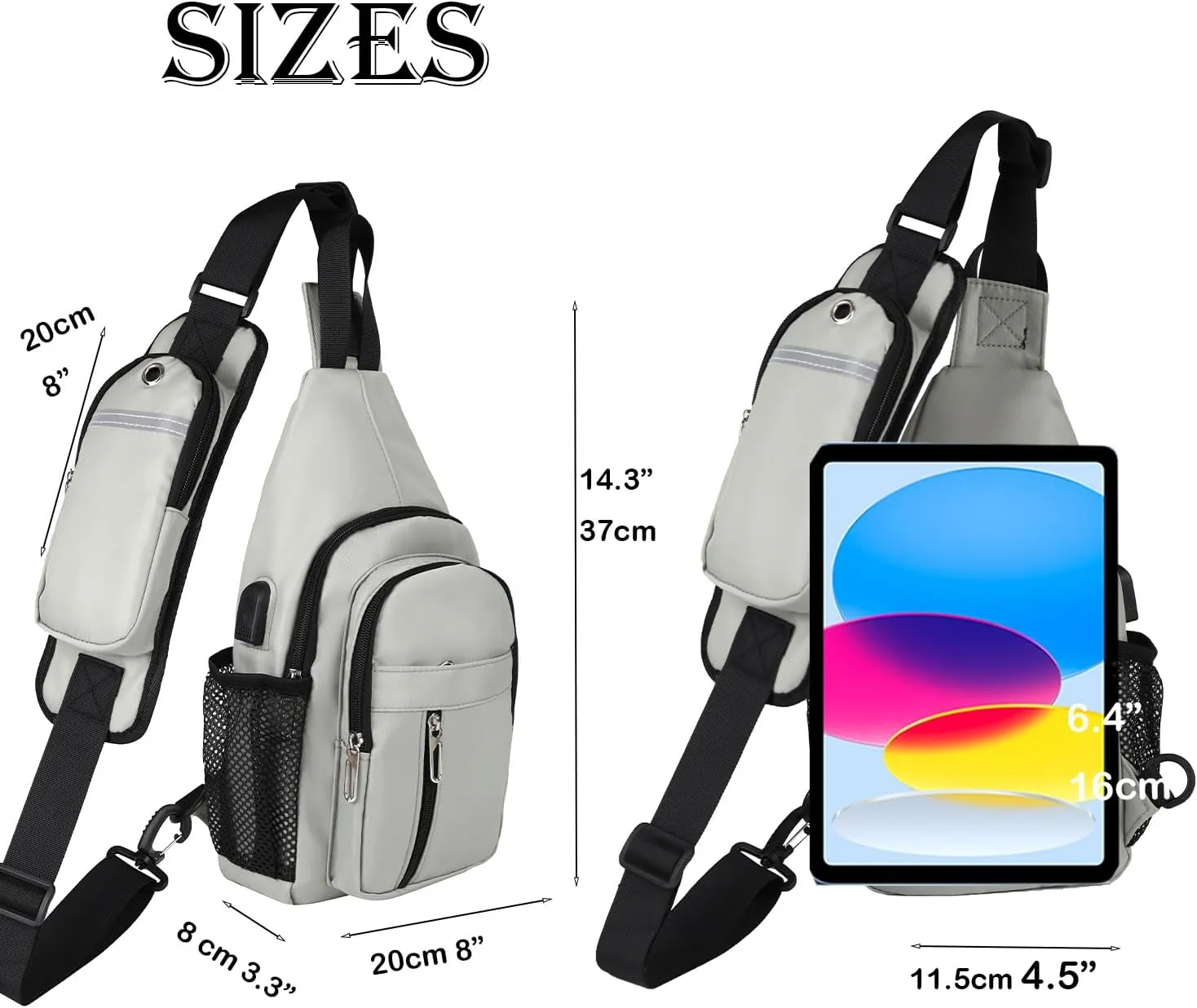 Waterproof Sling Backpack Crossbody Sling Bag for Women Men, Multipurpose Travel Hiking Adjustable Chest Bag Casual Daypack