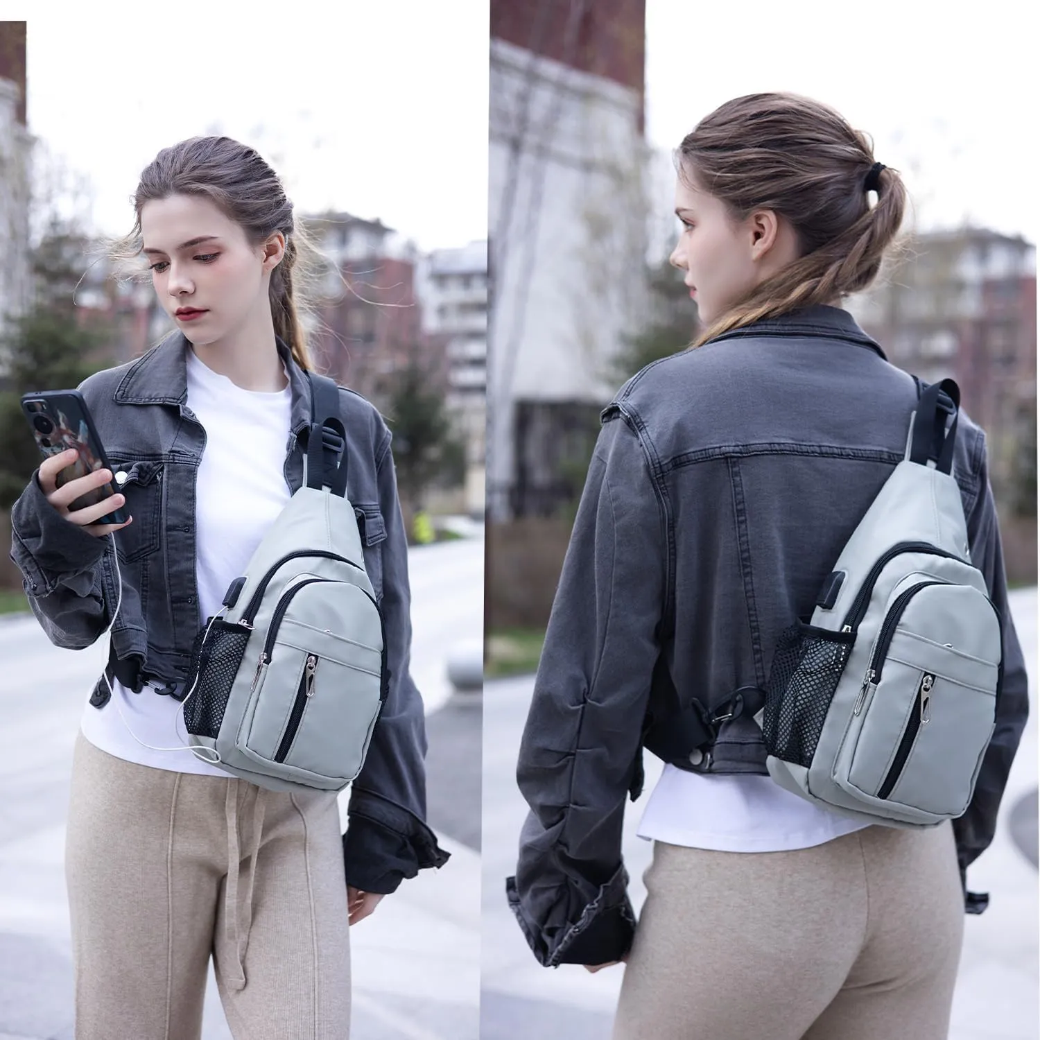 Waterproof Sling Backpack Crossbody Sling Bag for Women Men, Multipurpose Travel Hiking Adjustable Chest Bag Casual Daypack