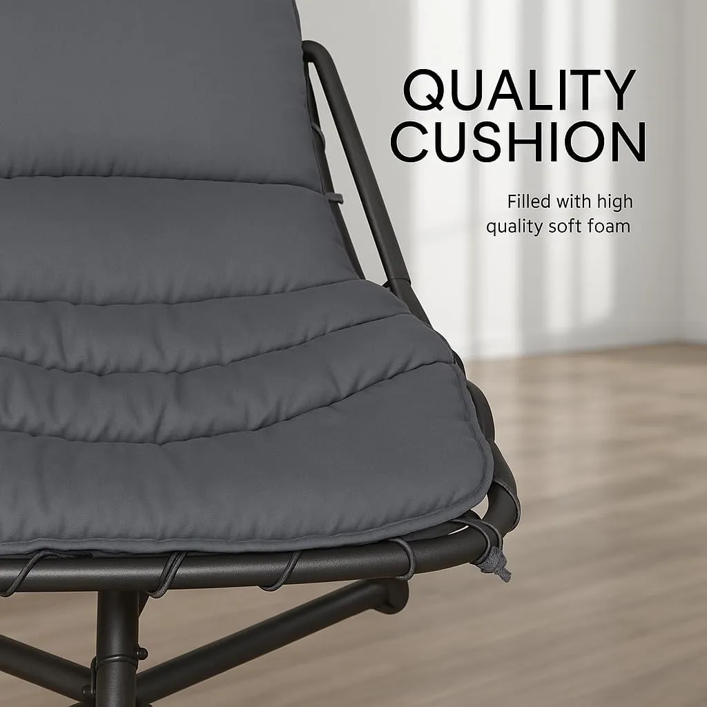 Weatherproof Replacement Cushion Pad and Umbrella for Hanging Lounge Chair Outdoor Chaise Hanging Hammock Chair - Long-Lasting, Fade-Resistant, Quick-Dry, Outdoor Lounge Replacement Set (Gray)