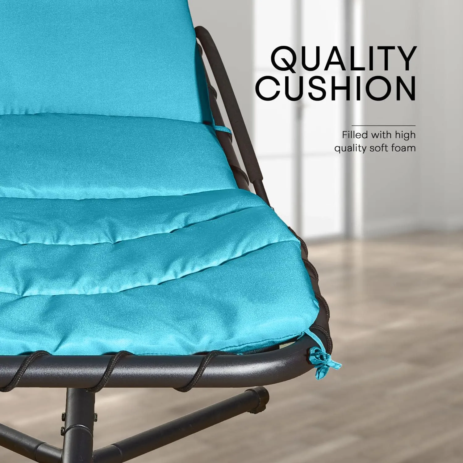 Weatherproof Replacement Cushion Pad and Umbrella for Hanging Lounge Chair Outdoor Chaise Hanging Hammock Chair - Long-Lasting, Fade-Resistant, Quick-Dry, Outdoor Lounge Replacement Set (Light Blue)