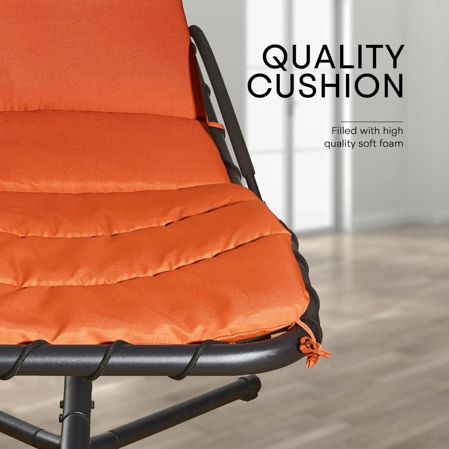 Weatherproof Replacement Cushion Pad and Umbrella for Hanging Lounge Chair Outdoor Chaise Hanging Hammock Chair - Long-Lasting, Fade-Resistant, Quick-Dry, Outdoor Lounge Replacement Set (Orange)