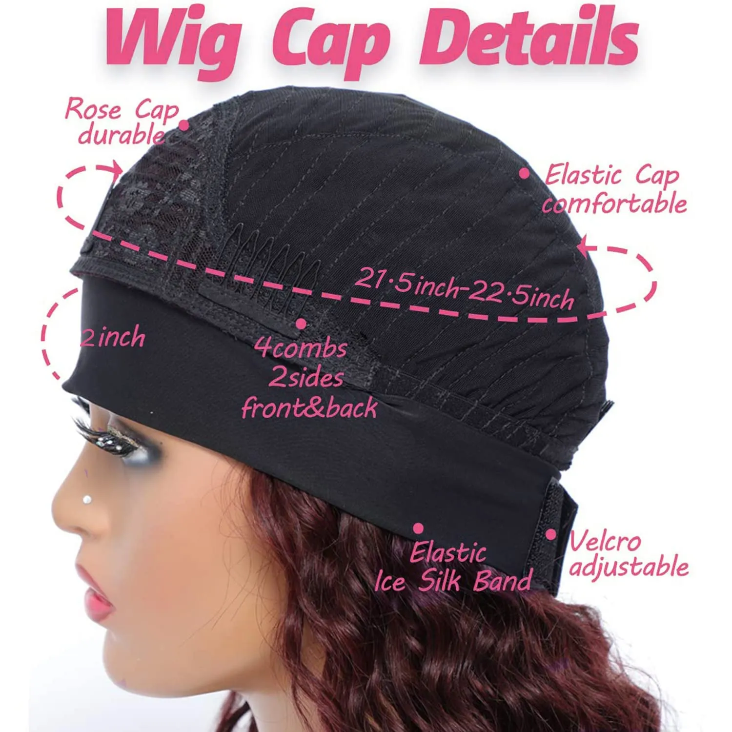 WENYAN 99J Burgundy Headband Wig Human Hair Deep Wave 18 Inch Red Colored Curly Headband Wigs for Black Women Human Hair Glueless None Lace Front Wigs Brazilian Virgin Hair Wig 150% Density