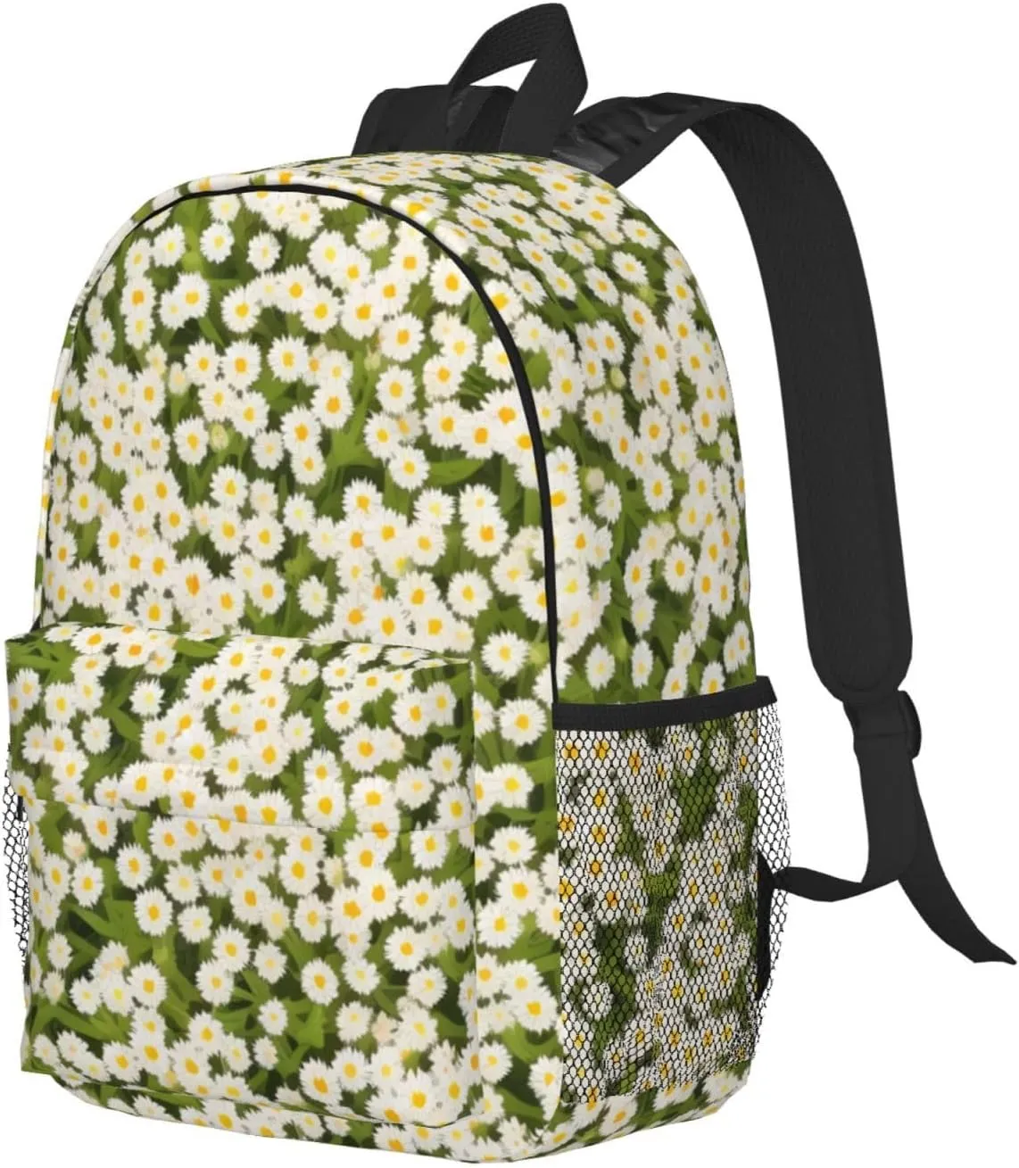 White Daisies Backpack Lightweight Casual Backpack Double Shoulder Bag Travel Daypack With Laptop Compartmen