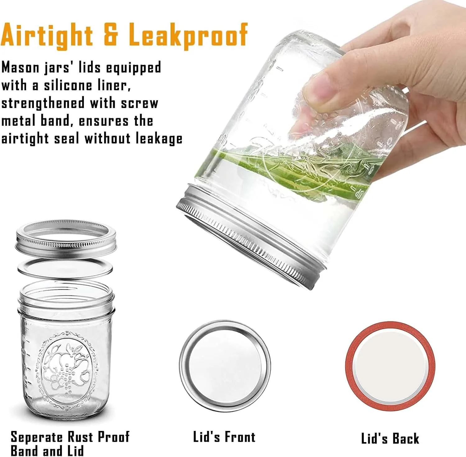 Wide Mouth Mason Jars 16 oz with Lids [6 Pack], Canning Jars with Metal Airtight Lids and Bands, 16 oz Glass Jars for Fermenting, Pickling, Freezing, Preserving, Meal Prep, Jar Décor