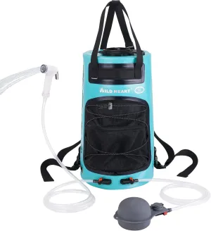 WILD HEART Camping Shower 22L/ 12L Portable Shower for Camping with Pressure Foot Pump and Hose - Solar Shower Bag Backpack for Camping, Road Trip & Outdoor Use
