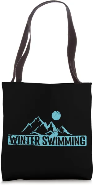 Winter Swimming in Icy Mountain Tote Bag