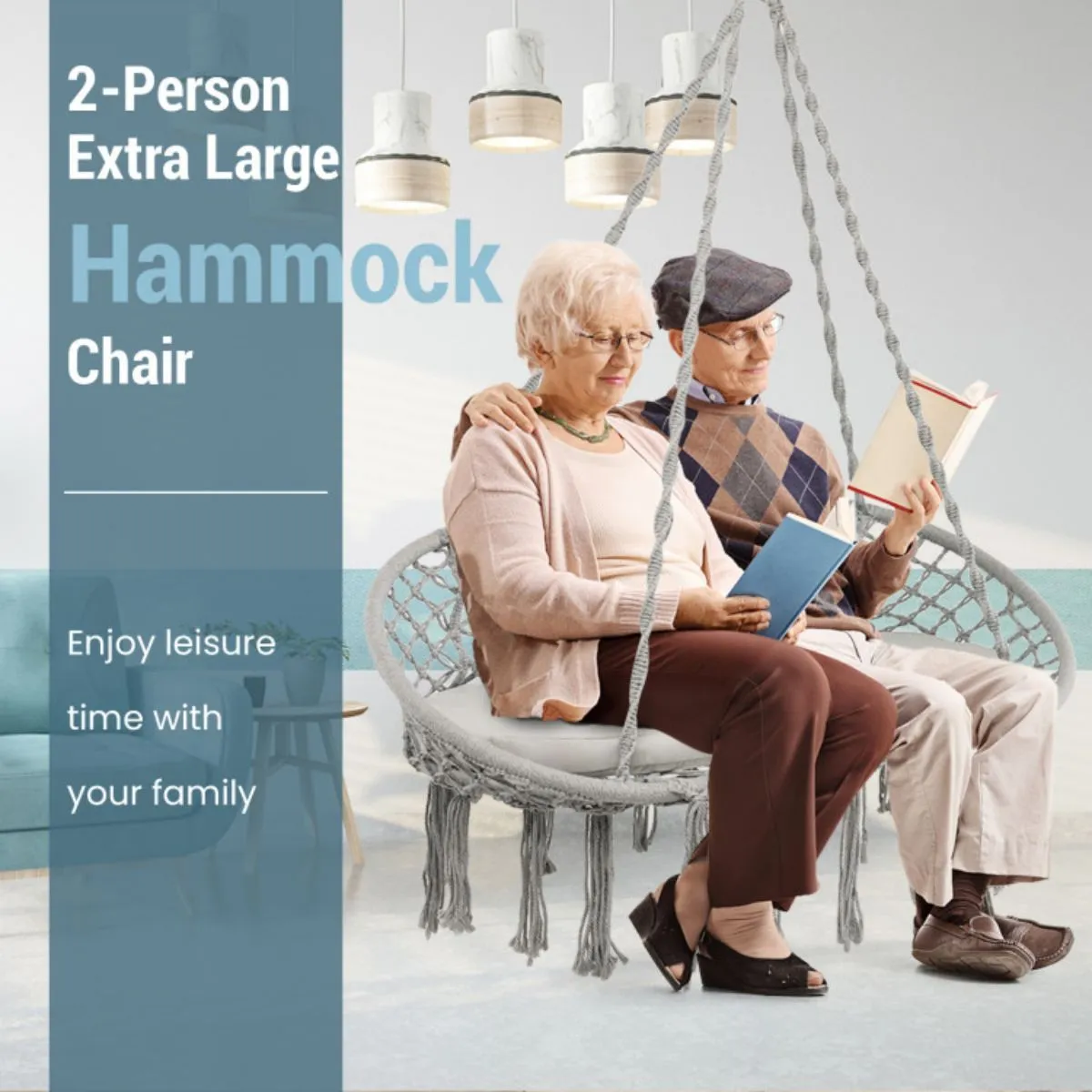 with 2 Hanging Swing Cushion Person Popular pick Hammock Macrame Well-tested Chair