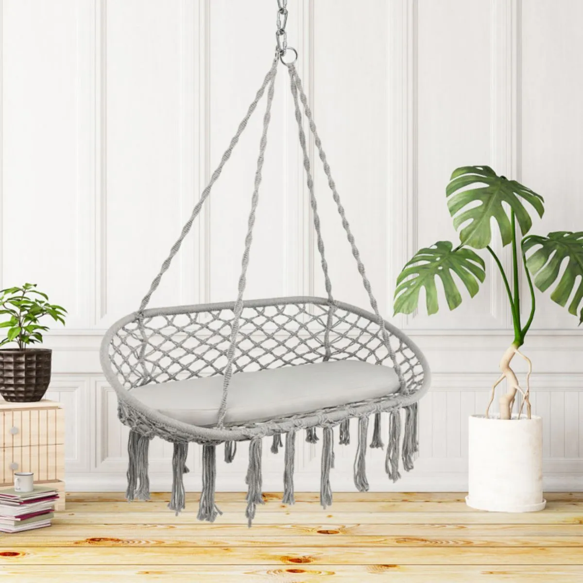 with 2 Hanging Swing Cushion Person Popular pick Hammock Macrame Well-tested Chair