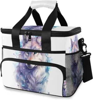 Wolf Galaxy Wolves Tie Dye Cooler Bag Insulated Cooler Soft Sided Cooler 24 Can Portable Picnic Bag Large Leakproof Lunch Bag Box for Beach Grocery Camping Travel Car Men Women