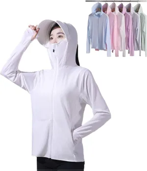Woman Sun Protection Hoodie Jacket Lightweight UPE50  Sun Blocking Coat with Pocket Long Sleeve Shirt Hiking Outdoor