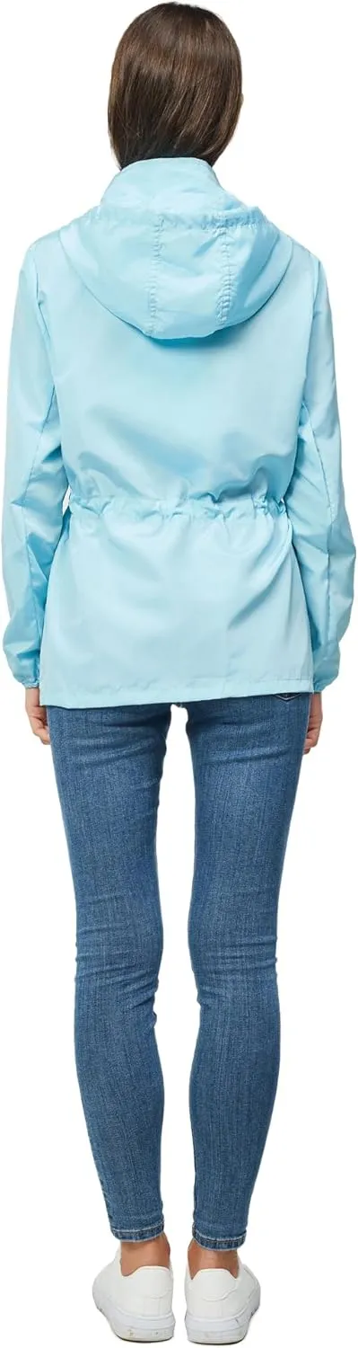 Women-Rain Jacket-Hood Waterproof-Lightweight Windbreak-Packable — Cute RainCoats Travel Polka Dot Ladies With Pouch