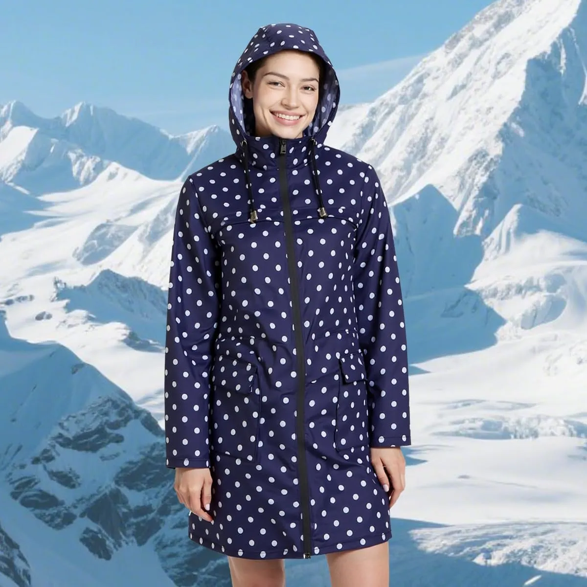 Women Waterproof Lightweight Rain Jacket Outdoor Hooded Raincoat