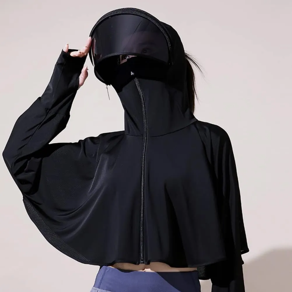 Women's Anti-UV Shirt Hooded Jacket Sun Protection Long Sleeve Shawl,Ice Silk Quick Drying Sweatshirt