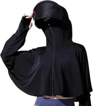Women's Anti-UV Shirt Hooded Jacket Sun Protection Long Sleeve Shawl,Ice Silk Quick Drying Sweatshirt