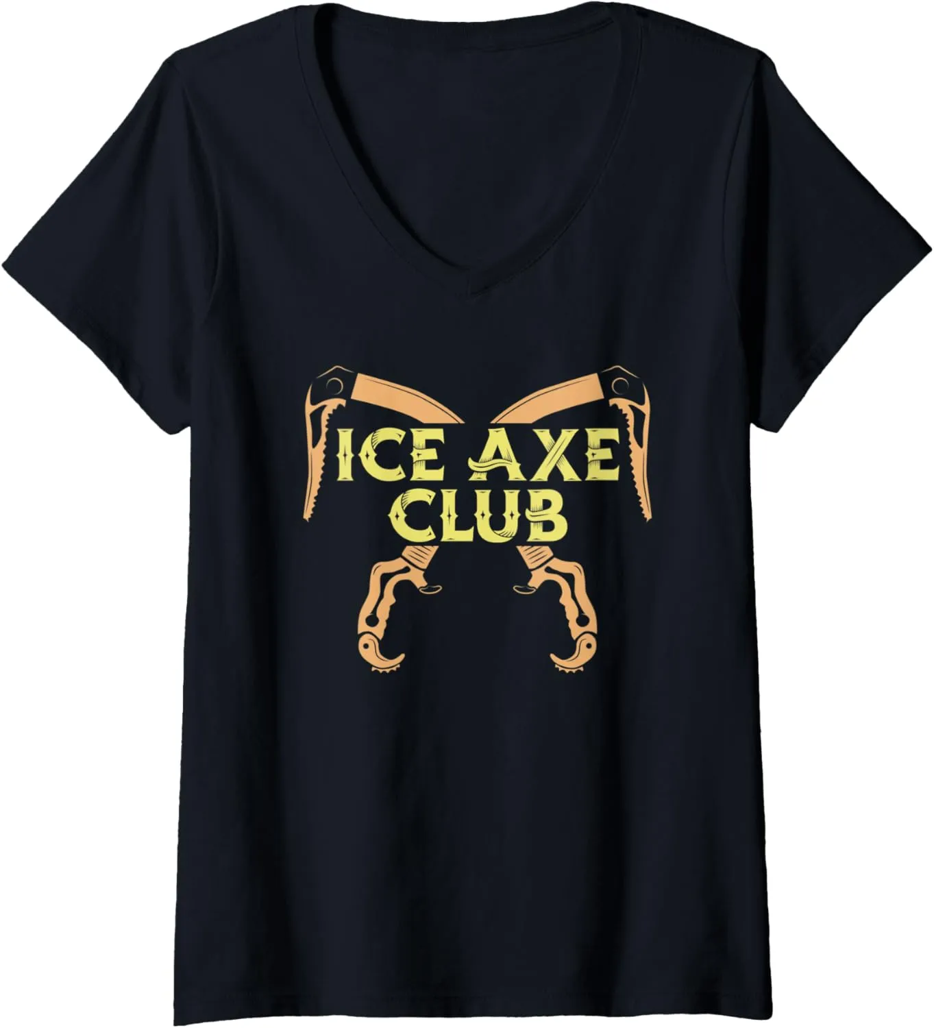 Womens Ice Axe Club - Ice Climber Mountaineering Snow Ice Axe V-Neck T-Shirt