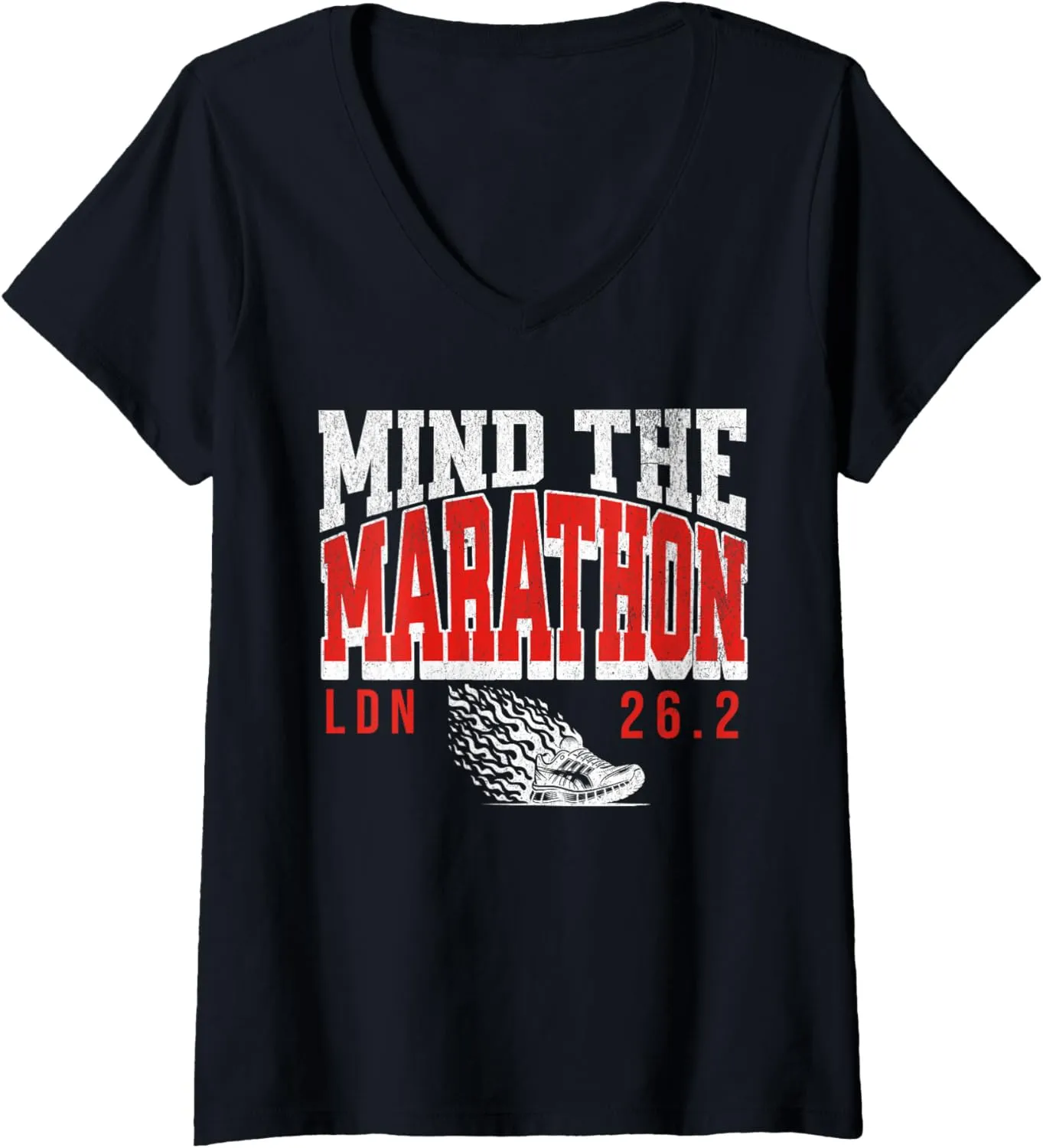 Womens London concrete jungle Runner Marathon 26.2 miles club V-Neck T-Shirt