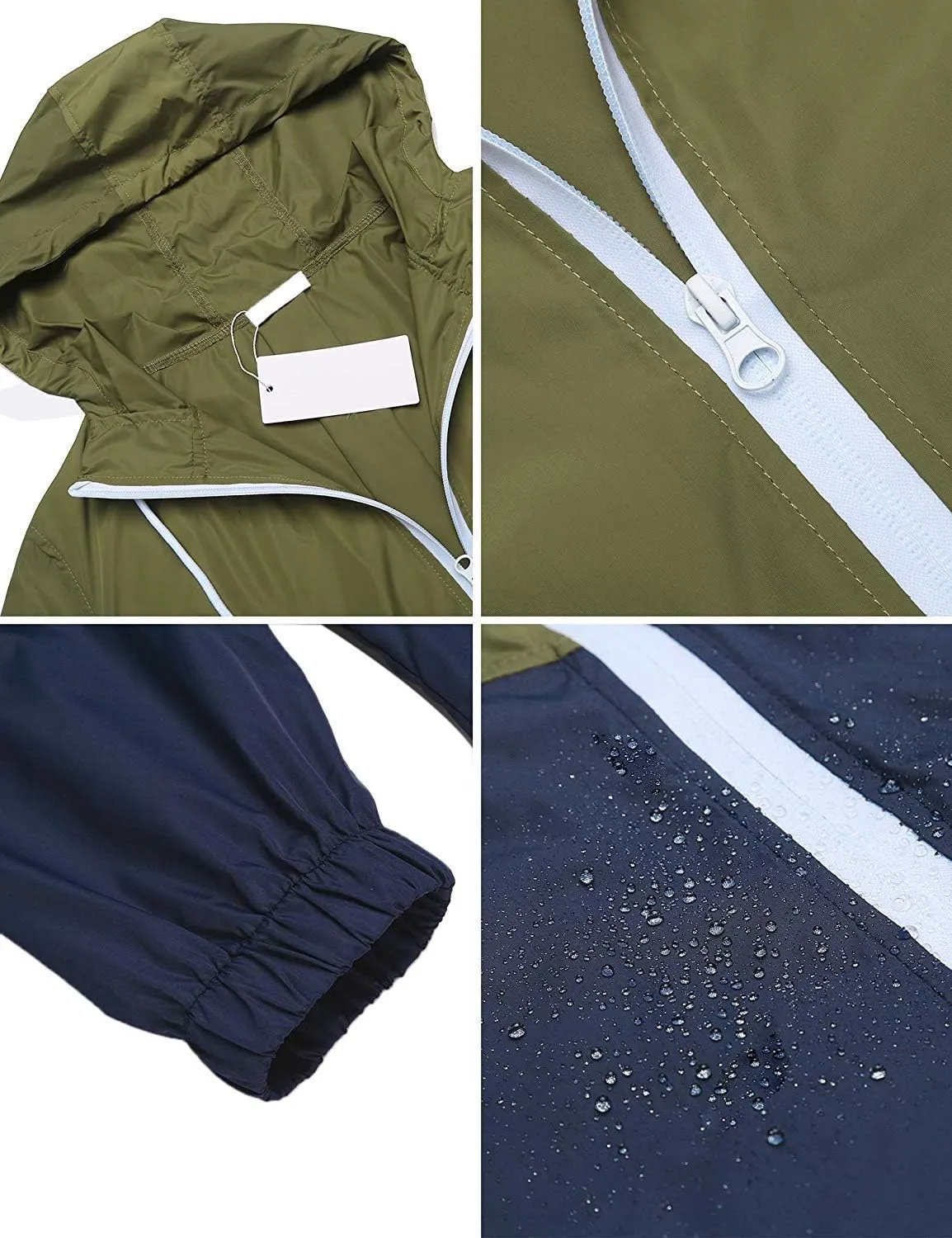 Women's Plus Size Rain Jacket Lightweight Hooded Rain Coat Windbreaker