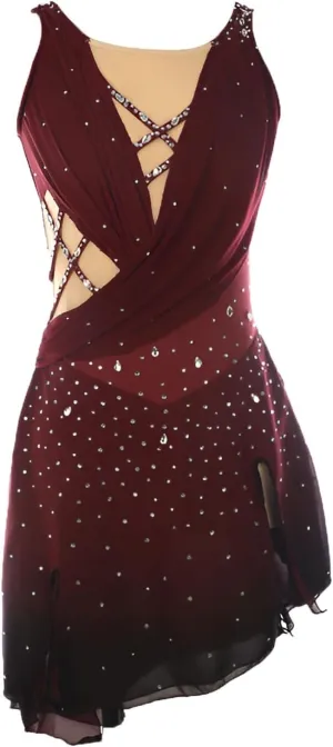 Women's Sleeveless Figure Skating Dress，Rhinestone Encrusted Custom Color for Competition Ice Skating Dress