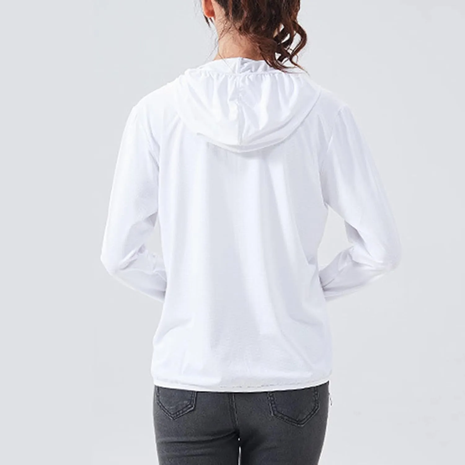 Womens SPF Uv Sun Protection Shirts Lightweight Jacket Breathable Zip Up Performance Workout Fishing T Shirts Hoodie
