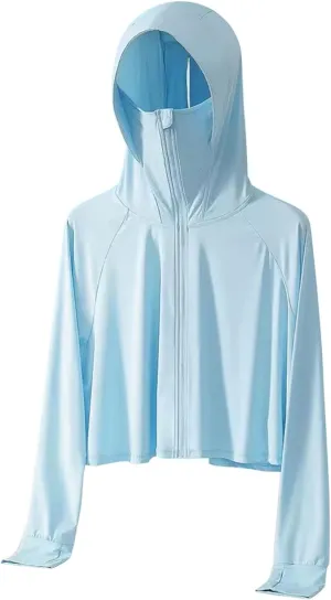 Womens SPF Uv Sun Protection Shirts Lightweight Jacket Breathable Zip Up Performance Workout Fishing T Shirts Hoodie