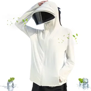 Women's UPF 50  Sun Protection Zip Hoodie Ice-Like Jacket Sunscreen Breathable Sun Shirt Sports Movable Sunglass