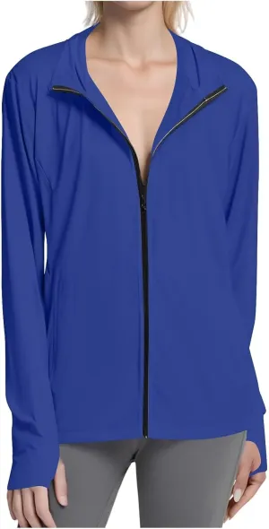 Women's UPF Sun Protection Jackets SPF Shirts UV Zip Up Hoodie Long Sleeve Summer Ice Silk Outdoor Clothes with Pockets
