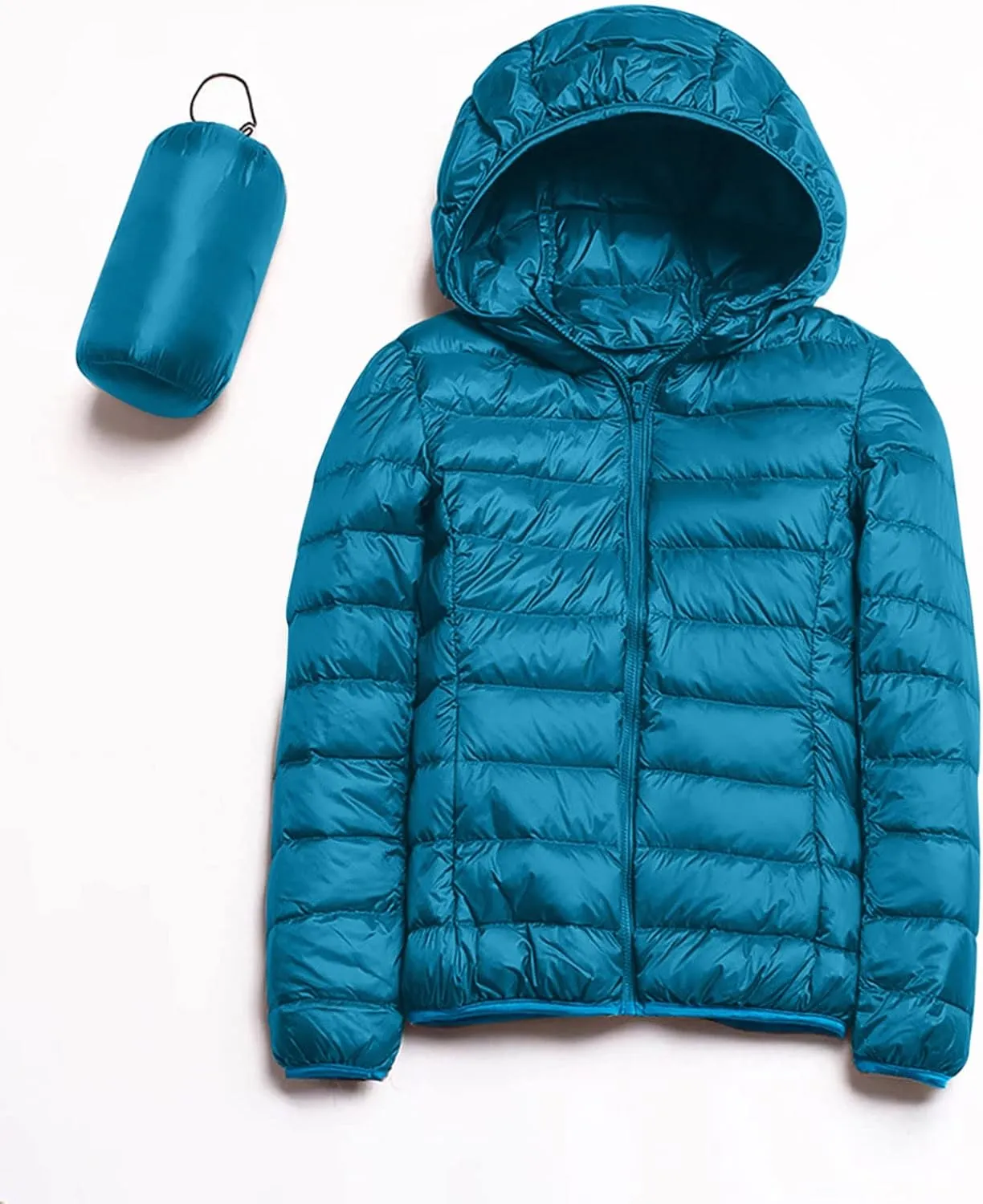 Women's Winter Zip Puffer Jacket Lightweight Packable Hooded Puffer Jacket Warm Down Coats Waterproof Ski Jackets