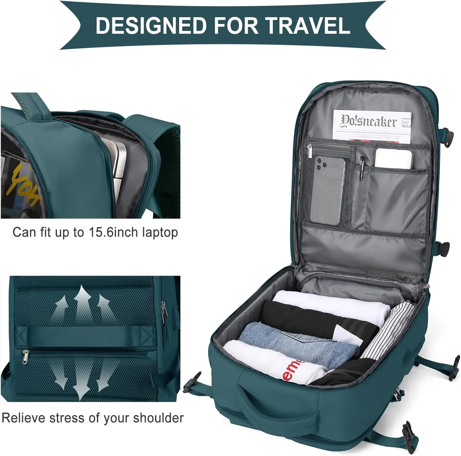 WONHOX Large Travel Backpack Carry on Flight Approved Laptop Work Business Backpack for Women Men Mochila de Viaje