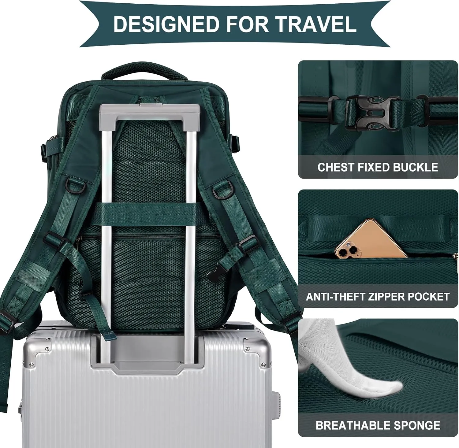WONHOX Large Travel Backpack Carry on Flight Approved Laptop Work Business Backpack for Women Men Mochila de Viaje