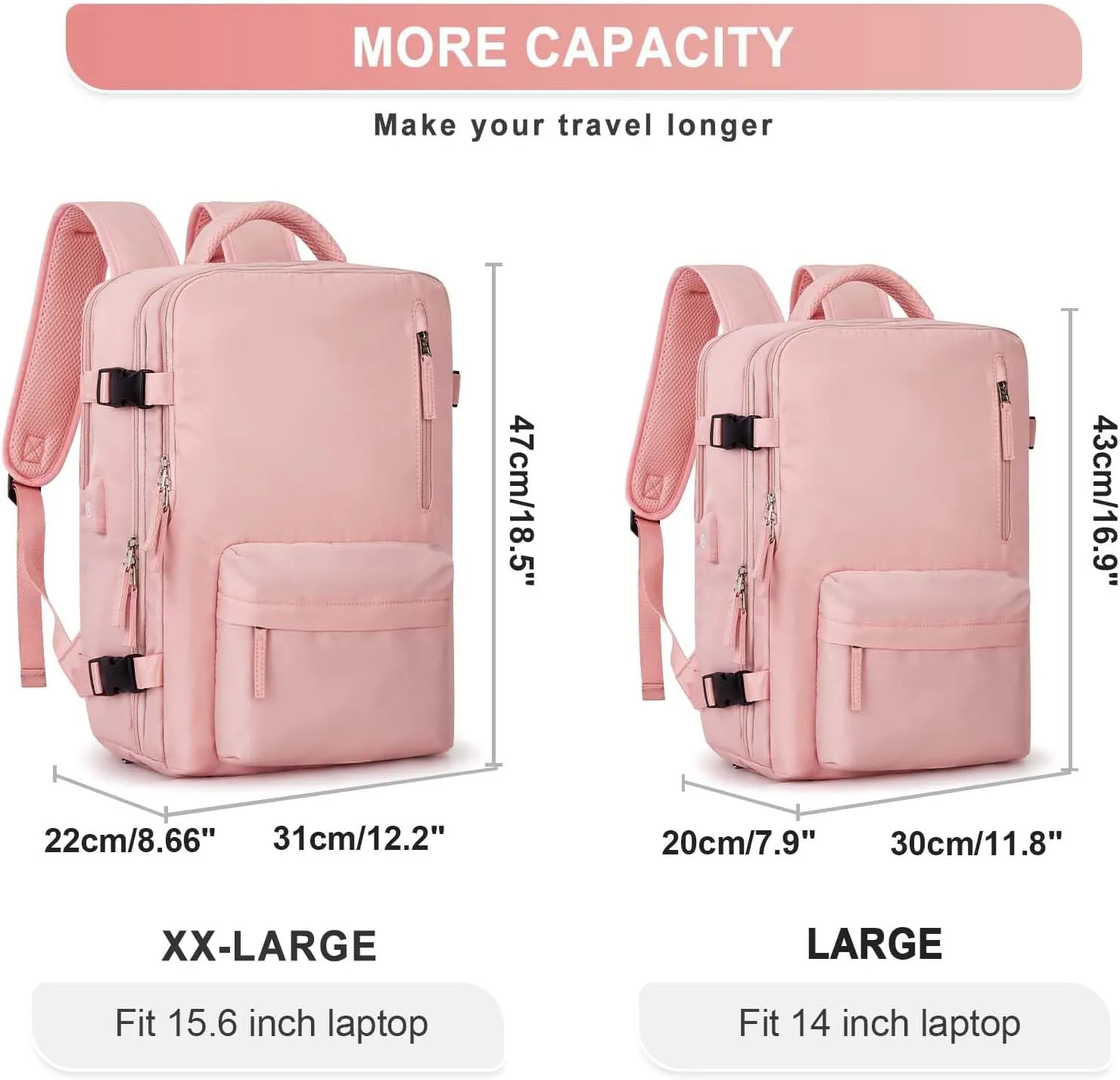 WONHOX Large Travel Backpack Carry on Flight Approved Laptop Work Business Backpack for Women Men Mochila de Viaje