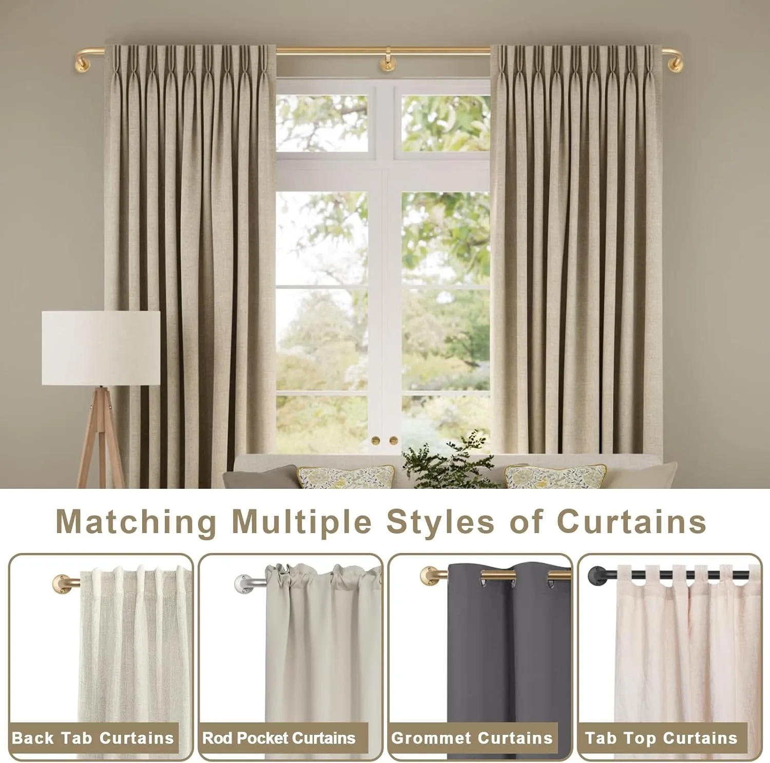 Wrap Around Curtain Rods 2 Pack for 28 to 48 Inches Windows, 1" Heavy Duty Room Darkening Drapery Rod with Sturdy Aluminum Base, Wall Mounted Ceiling Mounted Curved Curtains Rod, Brushed Nickel