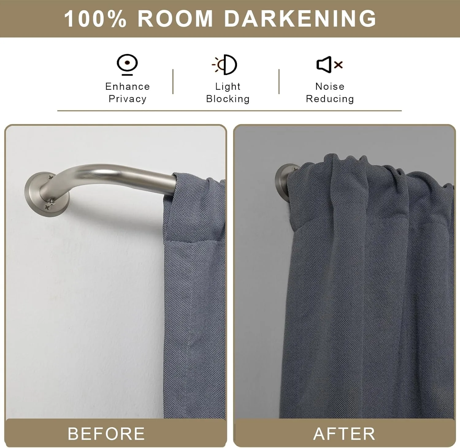 Wrap Around Curtain Rods 2 Pack for 28 to 48 Inches Windows, 1" Heavy Duty Room Darkening Drapery Rod with Sturdy Aluminum Base, Wall Mounted Ceiling Mounted Curved Curtains Rod, Brushed Nickel