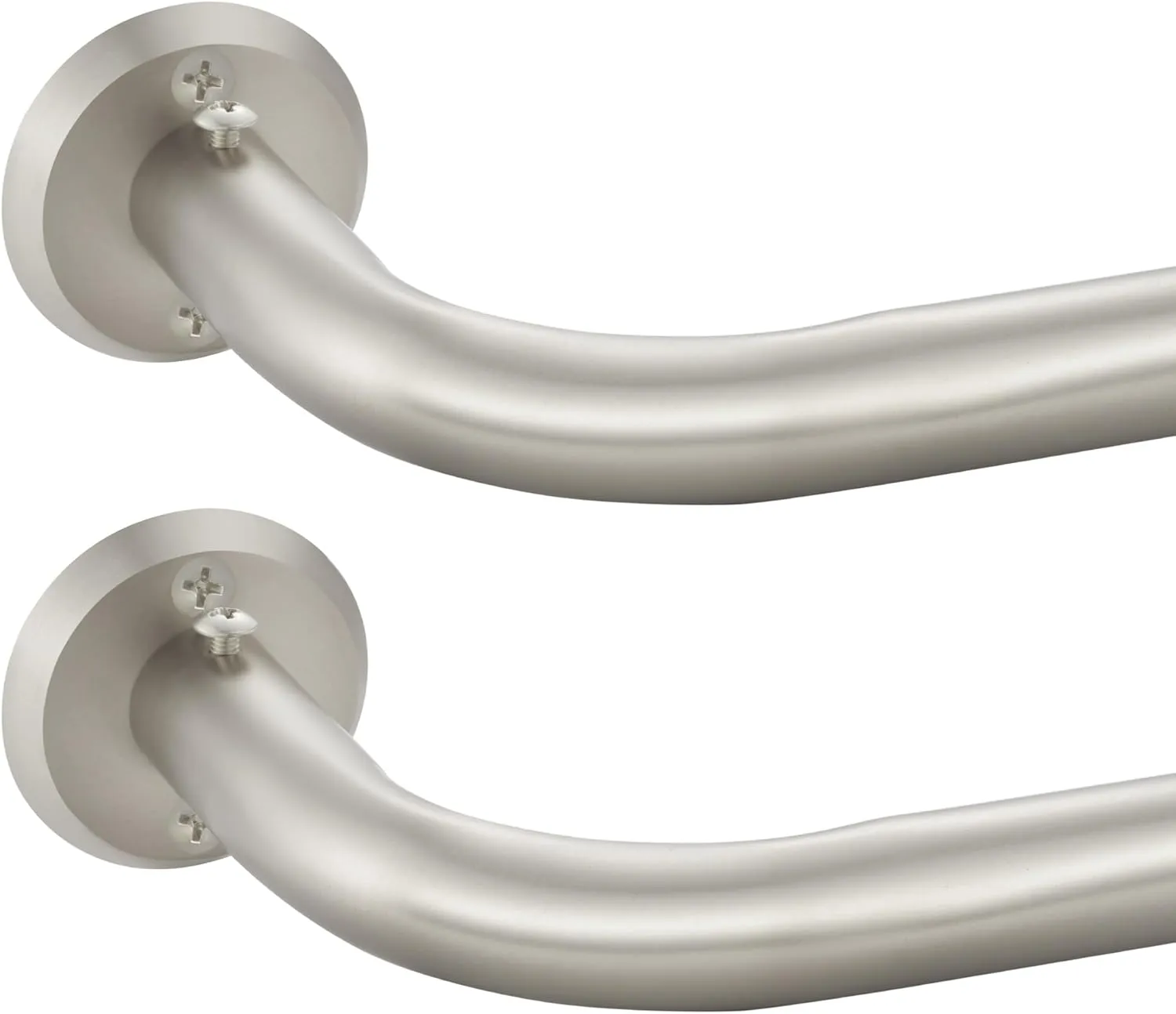 Wrap Around Curtain Rods 2 Pack for 28 to 48 Inches Windows, 1" Heavy Duty Room Darkening Drapery Rod with Sturdy Aluminum Base, Wall Mounted Ceiling Mounted Curved Curtains Rod, Brushed Nickel