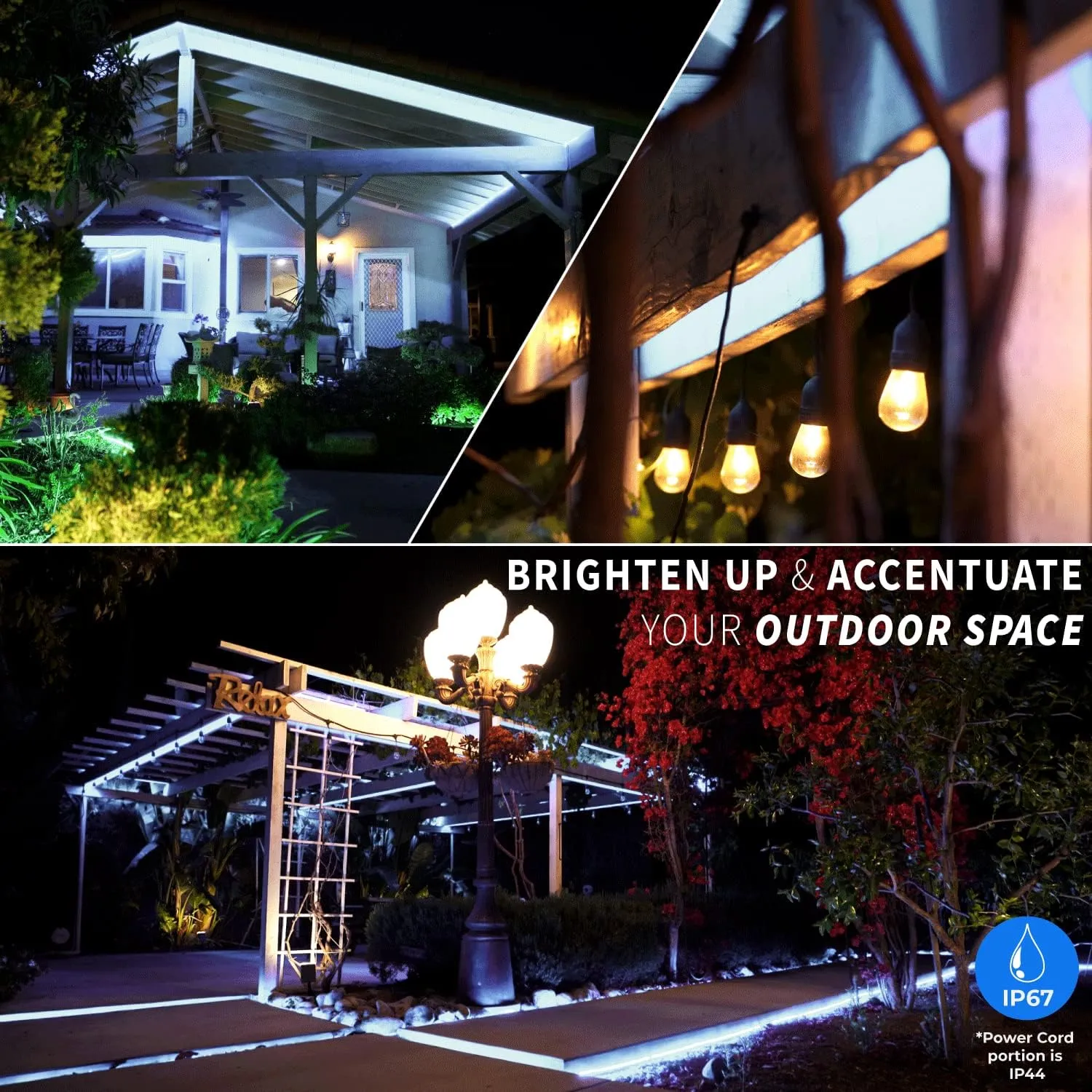 WYZworks 25ft Cool White LED Outside Rope Light - 8 Modes, Waterproof Permanent Outdoor Accent Lighting w/Remote, Flexible Clear Tube, ETL Certified, Exterior Christmas Patio Palm Tree Yard Ambient