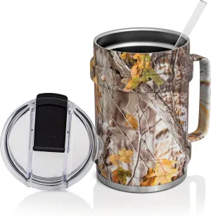 XL 50 Ounce Double Vacuum Wall Stainless Steel Vacuum Insulated Tumbler with Lid and Handle (Camo)